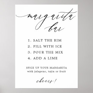 Poster Sinal de Menu do Bar de Margarita com Caligrafia S