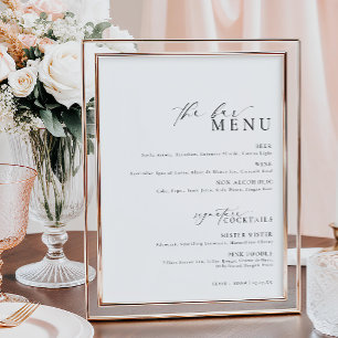 Poster Sinal de Menu do Bar Ellesmere Modern Minimal