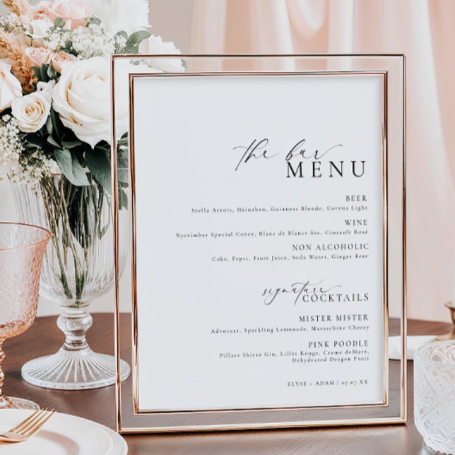 Poster Sinal de Menu do Bar Ellesmere Moderno Minimalista (Criador carregado)