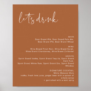 Poster Sinal de Menu do Bar Let's Drink Terracotta CORIAN