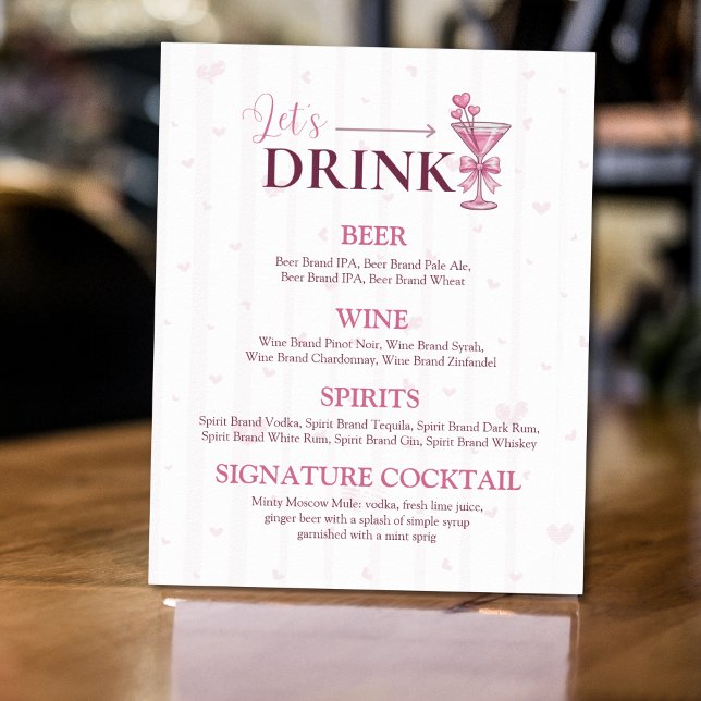 Poster Sinal de Menu do Bar Let's Drink | Um Pouco Engaja (Criador carregado)