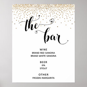 Poster Sinal de Menu "O Bar" de Script de Coração e Confe
