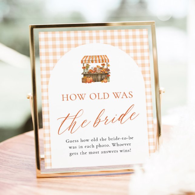 Poster Sinal de Mercado de Agricultores de Outono Qual Er (Fall Farmers Market How Old Was The Bride Sign)