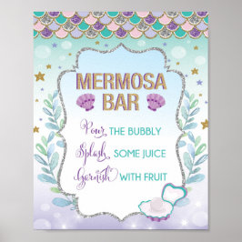 Poster Sinal de Mermosa do Bar Mermaid Mimosa Sob o Mar