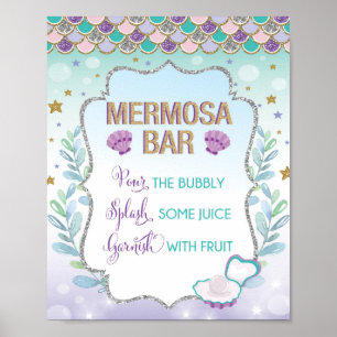 Poster Sinal de Mermosa do Bar Mermaid Mimosa Sob o Mar
