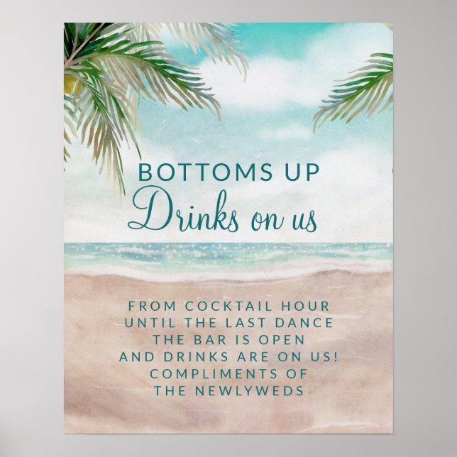 Poster Sinal de Mesa Aberta de Casamento de Praia de Ilha (Frente)