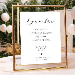 Poster Sinal de Mesa Aberta de Casamento Minimalista
