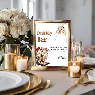 Poster Sinal de Mesa Bar Bachelorette Western Cowboy