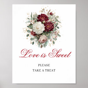 Poster Sinal de Mesa Boho Blush Burgundy Love is Sweet 