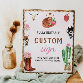 Poster Sinal de Mesa da Festa de aniversário da Rodeia Oc