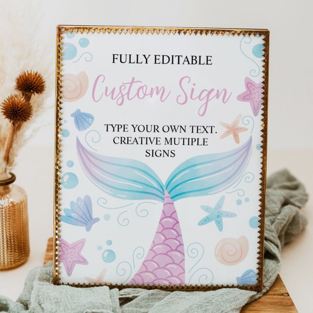 Poster Sinal de Mesa da Festa de aniversário da Sereia da (Criador carregado)