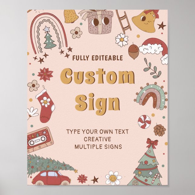 Poster Sinal de Mesa da Festa de aniversário de Natal ret (Frente)