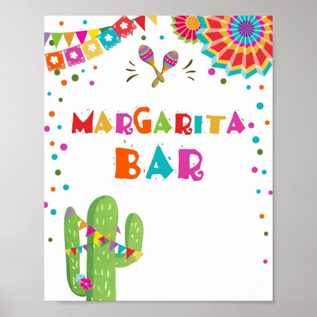 Poster Sinal de Mesa da Festa do Cacto Drinks Bar Margari (Frente)