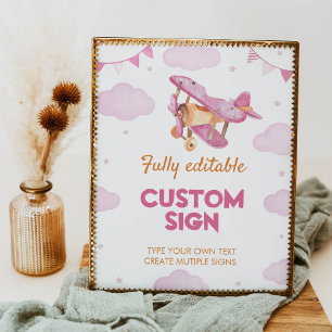 Poster Sinal de Mesa de aniversário da Vintage Airplane R