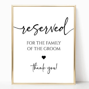 Poster Sinal de Mesa de Assento Reservado para Casamento 