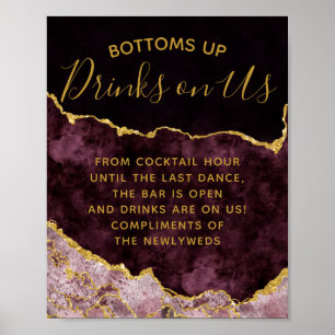 Poster Sinal de Mesa de Bar Aberto - Blush Gold Foil Agat