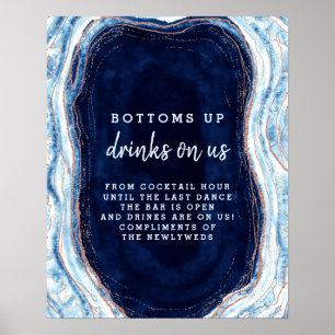 Poster Sinal de Mesa de Barra Aberta Azul Safira em Doura