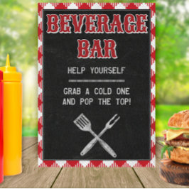 Poster Sinal de Mesa de bebidas de aniversário de CHURRAS