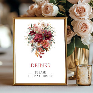 Poster Sinal de mesa de bebidas de outono com Eucalipto B