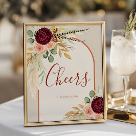 Poster Sinal de Mesa de Boas-Vindas para Casamento Floral