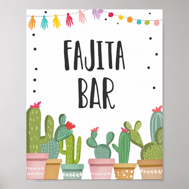 Poster Sinal de Mesa de Cacto de Comida de Festa de Barra (Frente)