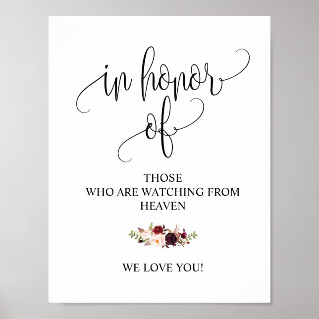 Poster Sinal de Mesa de Caligrafia Rústica para Casamento (Frente)