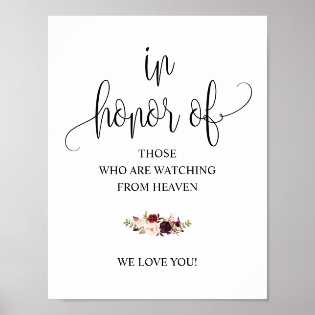 Poster Sinal de Mesa de Casamento com Caligrafia Rústica  (Frente)