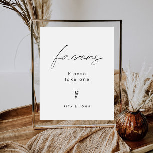 Poster Sinal de Mesa de Casamento de Favor Minimalista El