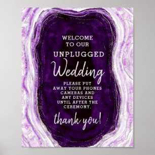Poster Sinal de Mesa de Casamento Desplugado Ametist Roxo