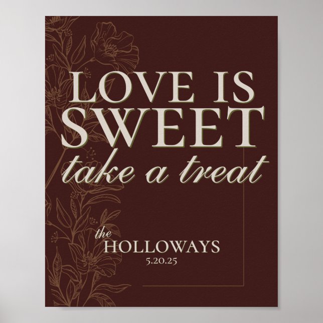 Poster Sinal de Mesa de Casamento em Tom Terroso Moderno (Frente)