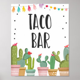 Poster Sinal de Mesa de Comida Mexicana Taco Bar Cactus F