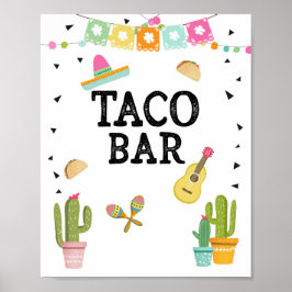 Poster Sinal de Mesa de Comida Mexicana Taco Bar Cactus F