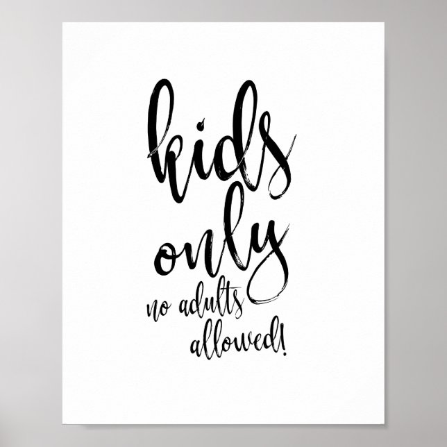 Poster Sinal de Mesa de Crianças Preto e Branco 8x10 para (Frente)