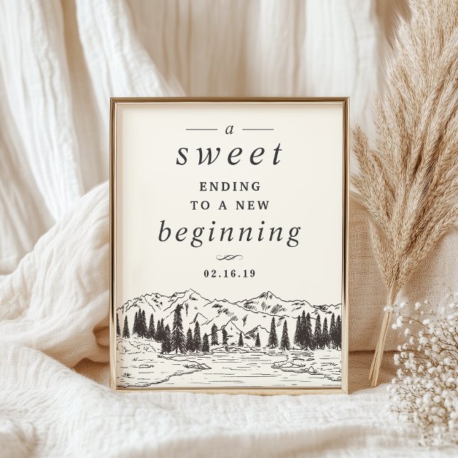 Póster Sinal de Mesa de Desenho de Montanha (Criador carregado)