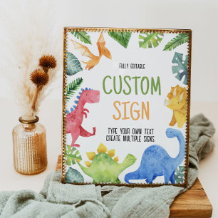 Poster Sinal de Mesa de Dinossauros Bonitos