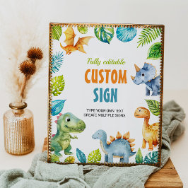 Poster Sinal de Mesa de Dinossauros Bonitos