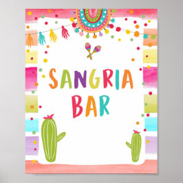 Poster Sinal de Mesa de Drinks do Bar de Sangria Festa do