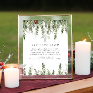 Poster Sinal de Mesa de Envio do casamento no inverno Glo