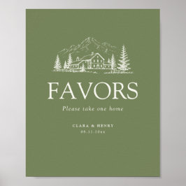 Poster Sinal de Mesa de Favor de Casamento Sage Mountain