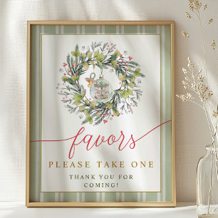 Poster Sinal de Mesa de Favorito de Chá de fraldas Pequen