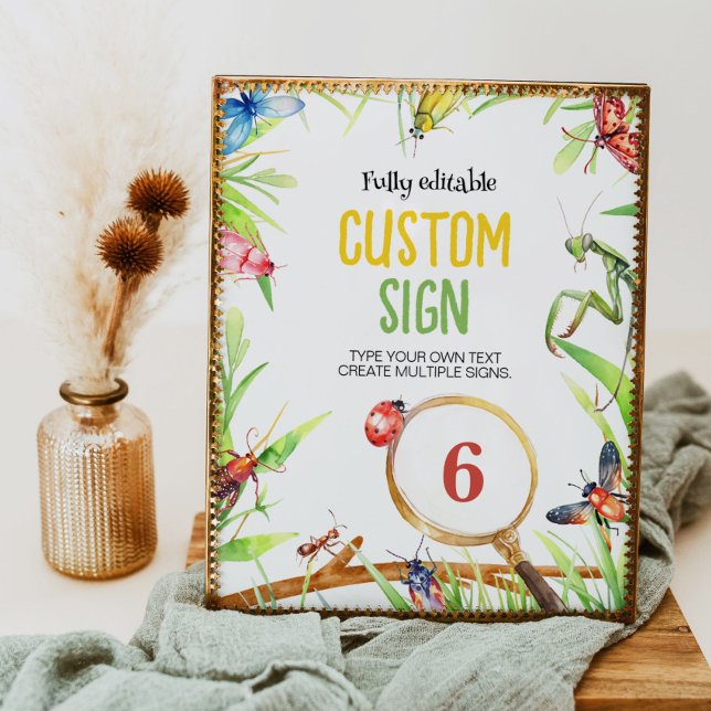 Poster Sinal de Mesa de Festa de aniversário de Insetos I (Criador carregado)