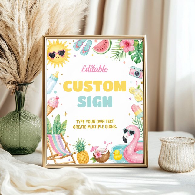 Poster Sinal de Mesa de Festa de Chás de Bebê de Menina V (Criador carregado)