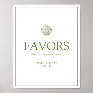Poster Sinal de Mesa de Lembranças de Casamento em Verde