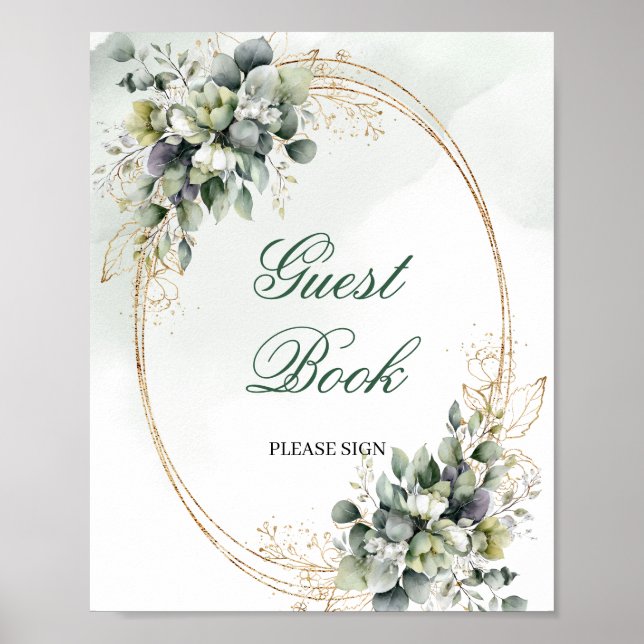 Poster Sinal de Mesa de Livro de Visitas Boho Greenery Do (Frente)