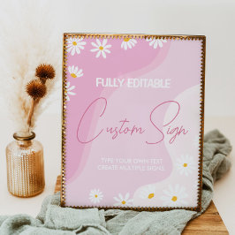Poster Sinal de Mesa de margarida rosa-rosa com ranhura
