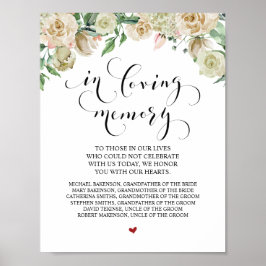 Poster Sinal de Mesa de Memória de Casamento Em Memória A