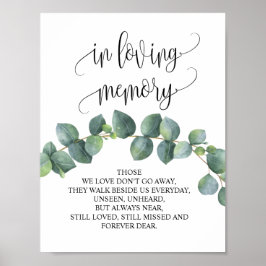Poster Sinal de Mesa de Memória de Casamento em memória a