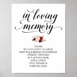 Poster Sinal de mesa de memorial de casamento em memória 