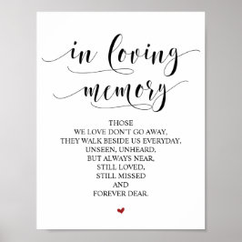 Poster Sinal de mesa de memorial de casamento em memória 