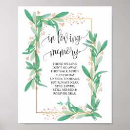 Poster Sinal de mesa de memorial de casamento em memória 